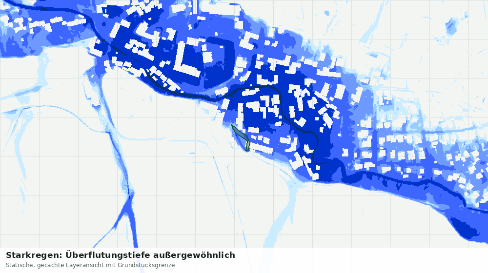Statische Kartenansicht: Starkregen: Überflutungstiefe außergewöhnlich