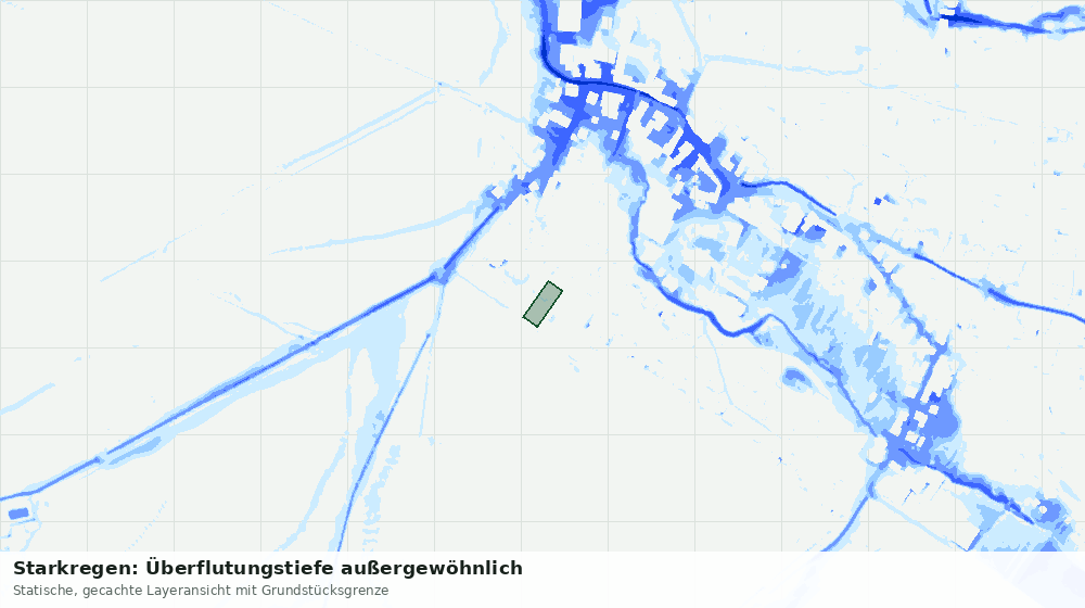 Statische Kartenansicht: Starkregen: Überflutungstiefe außergewöhnlich