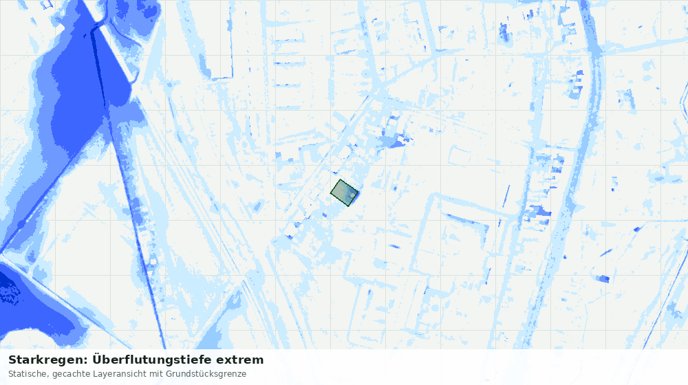 Statische Kartenansicht: Starkregen: Überflutungstiefe extrem