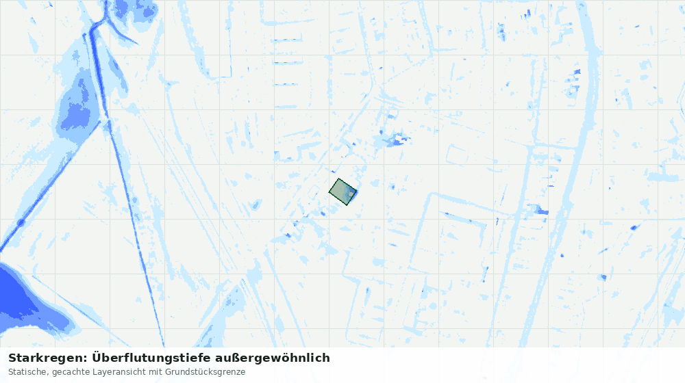 Statische Kartenansicht: Starkregen: Überflutungstiefe außergewöhnlich