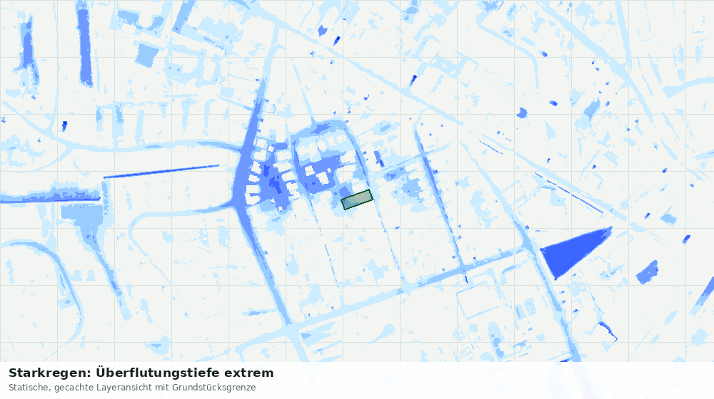 Statische Kartenansicht: Starkregen: Überflutungstiefe extrem