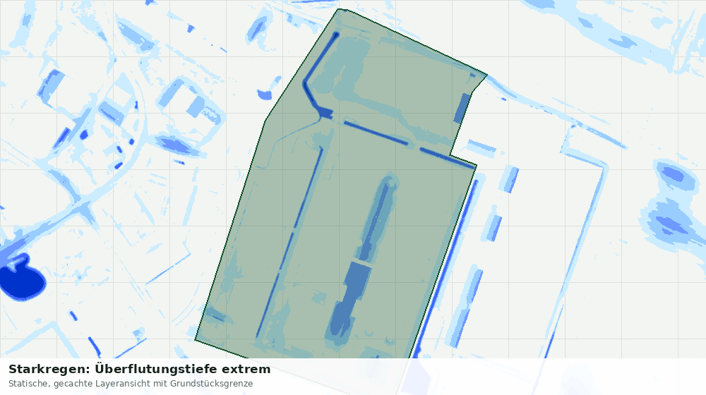 Statische Kartenansicht: Starkregen: Überflutungstiefe extrem