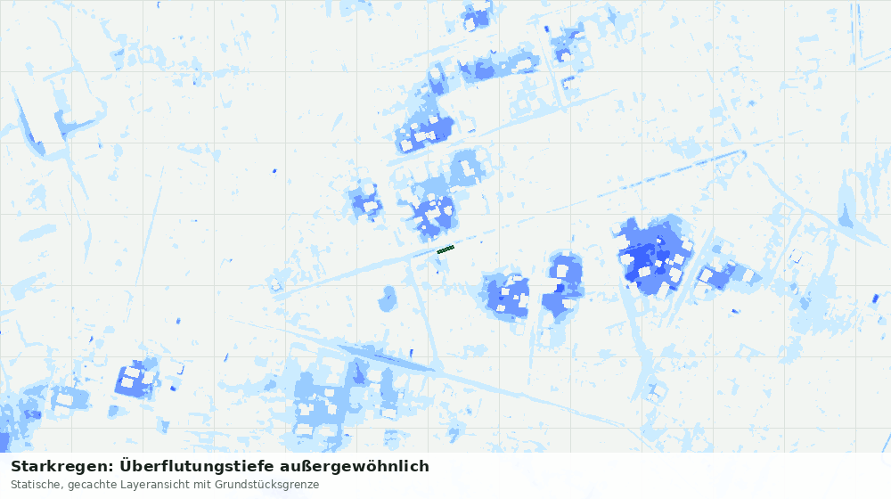 Statische Kartenansicht: Starkregen: Überflutungstiefe außergewöhnlich