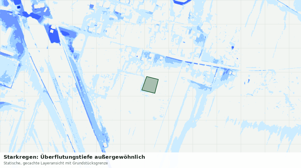 Statische Kartenansicht: Starkregen: Überflutungstiefe außergewöhnlich