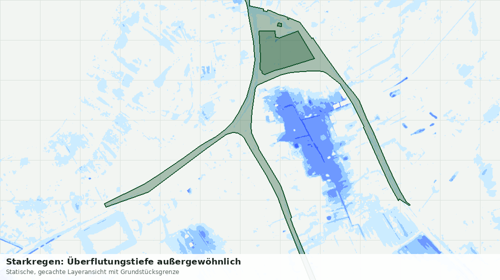 Statische Kartenansicht: Starkregen: Überflutungstiefe außergewöhnlich