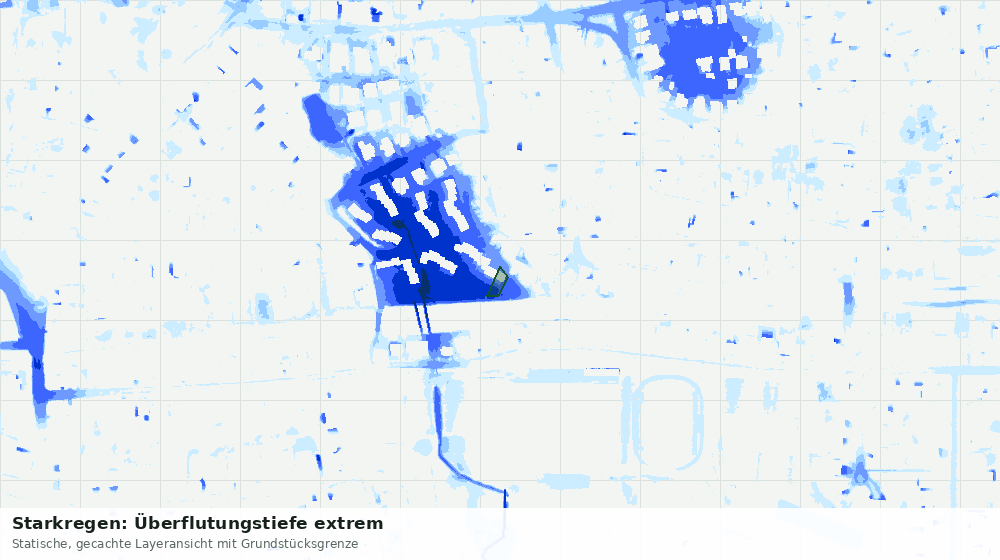 Statische Kartenansicht: Starkregen: Überflutungstiefe extrem