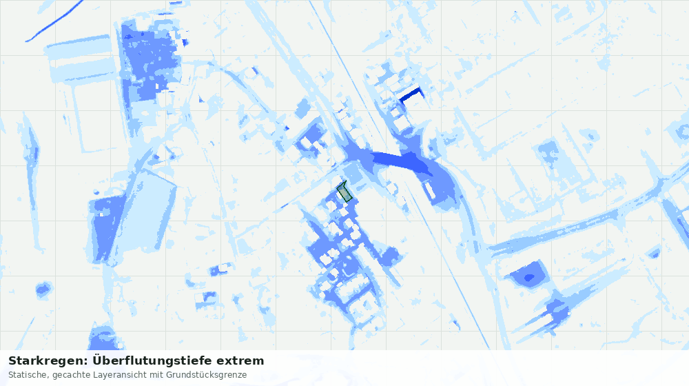 Statische Kartenansicht: Starkregen: Überflutungstiefe extrem