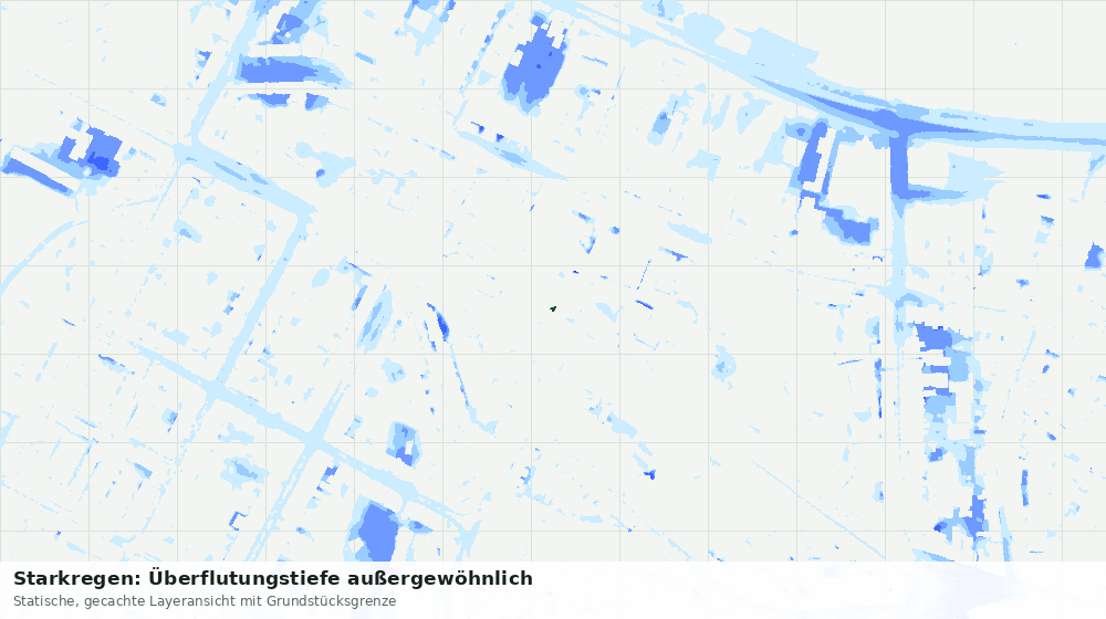 Statische Kartenansicht: Starkregen: Überflutungstiefe außergewöhnlich