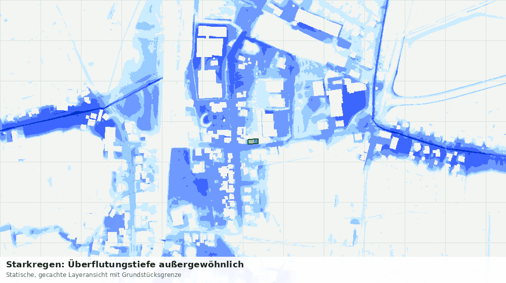 Statische Kartenansicht: Starkregen: Überflutungstiefe außergewöhnlich