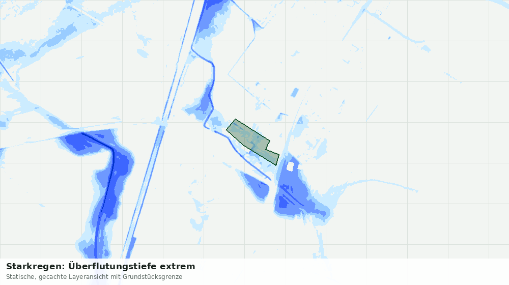 Statische Kartenansicht: Starkregen: Überflutungstiefe extrem
