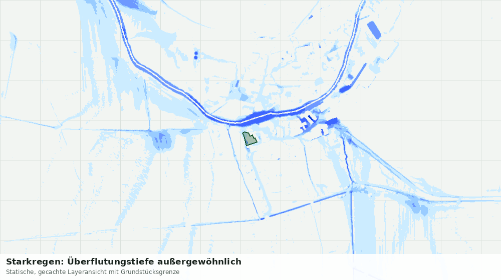 Statische Kartenansicht: Starkregen: Überflutungstiefe außergewöhnlich