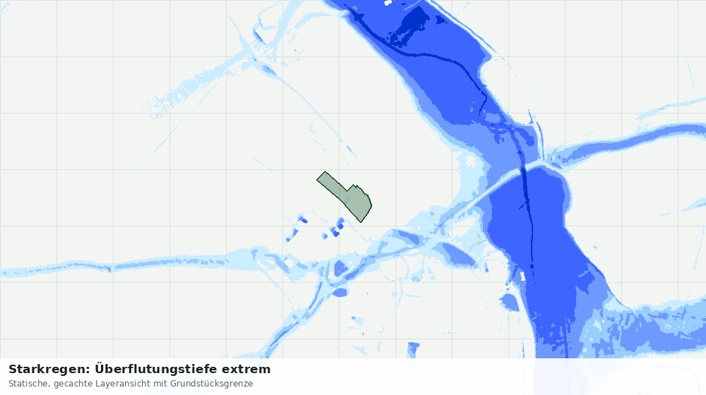 Statische Kartenansicht: Starkregen: Überflutungstiefe extrem