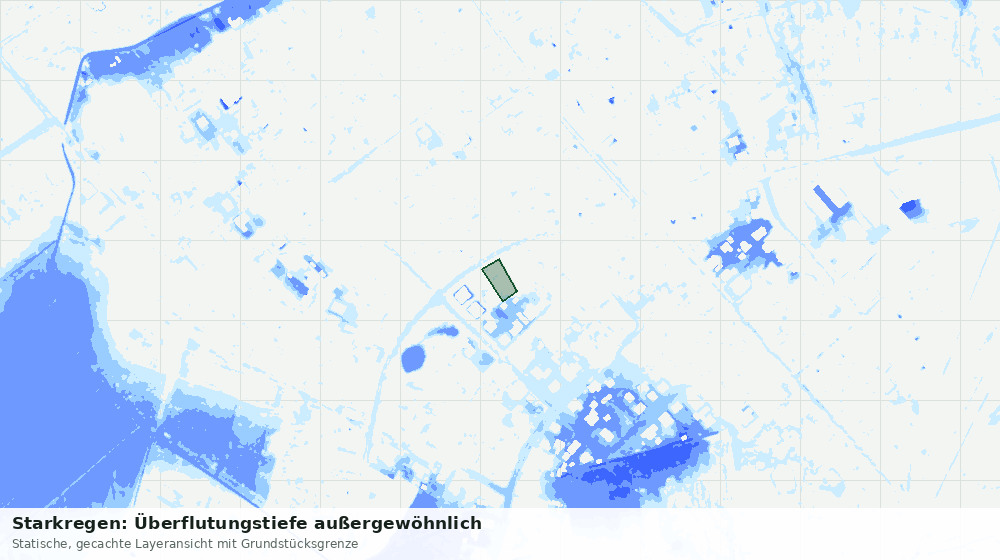 Statische Kartenansicht: Starkregen: Überflutungstiefe außergewöhnlich