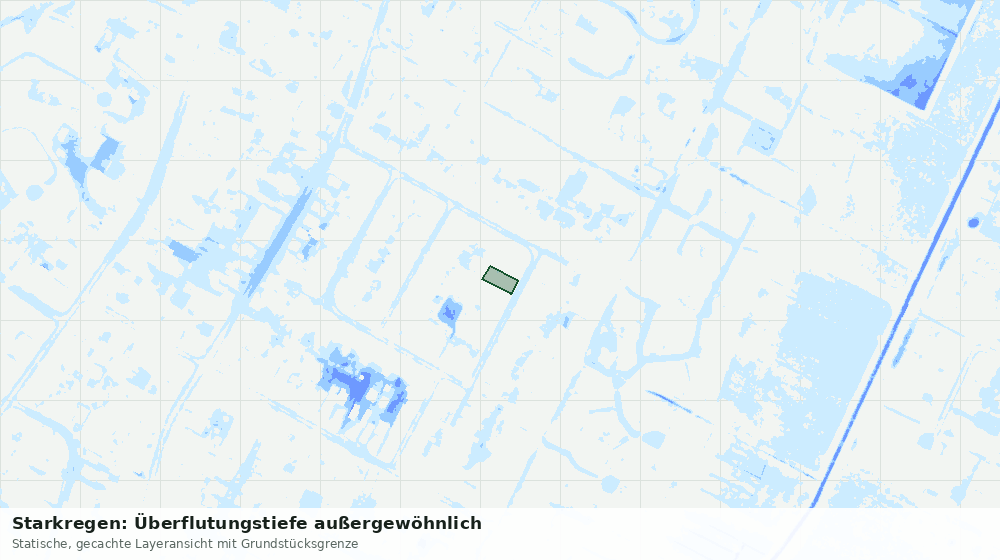 Statische Kartenansicht: Starkregen: Überflutungstiefe außergewöhnlich