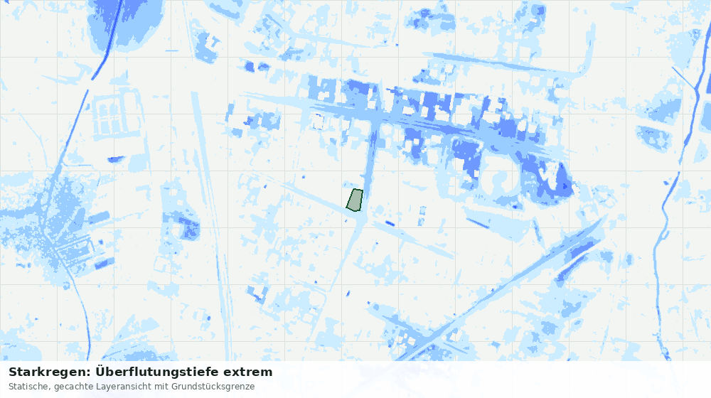 Statische Kartenansicht: Starkregen: Überflutungstiefe extrem
