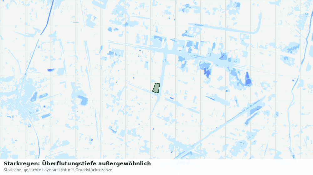 Statische Kartenansicht: Starkregen: Überflutungstiefe außergewöhnlich