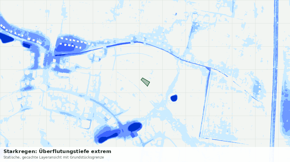 Statische Kartenansicht: Starkregen: Überflutungstiefe extrem