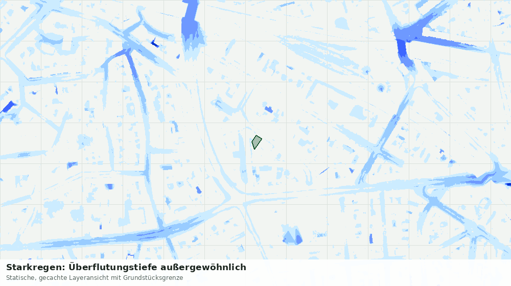 Statische Kartenansicht: Starkregen: Überflutungstiefe außergewöhnlich