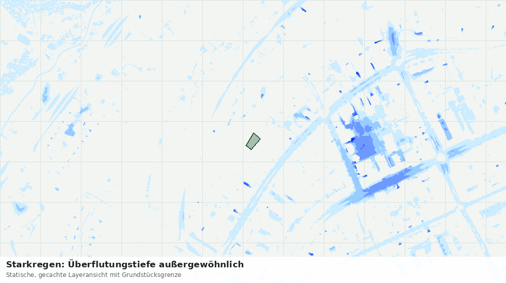 Statische Kartenansicht: Starkregen: Überflutungstiefe außergewöhnlich