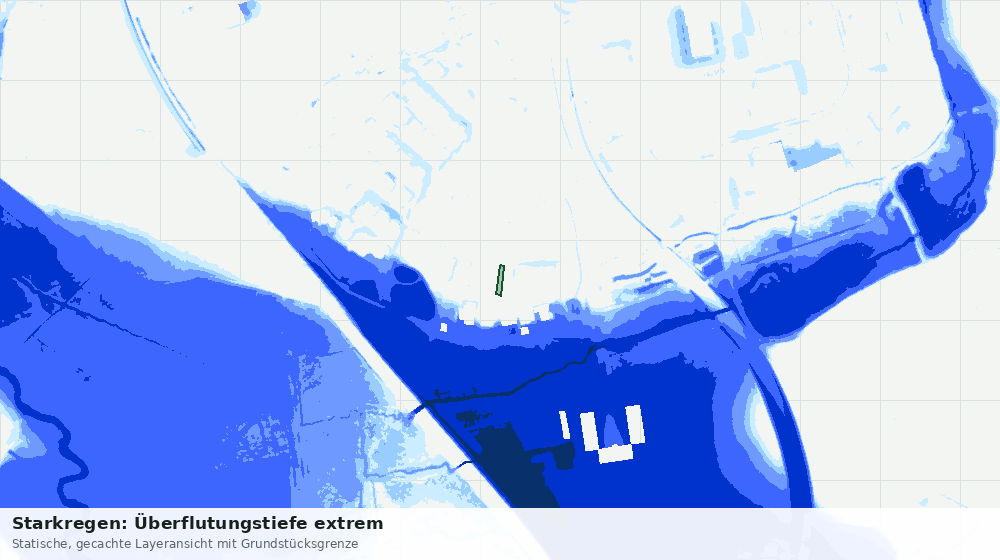 Statische Kartenansicht: Starkregen: Überflutungstiefe extrem