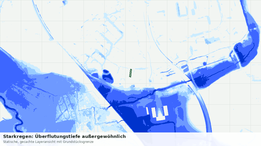 Statische Kartenansicht: Starkregen: Überflutungstiefe außergewöhnlich