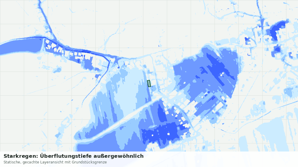 Statische Kartenansicht: Starkregen: Überflutungstiefe außergewöhnlich