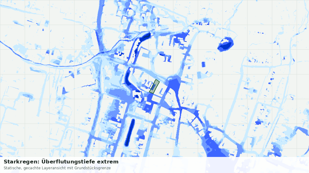 Statische Kartenansicht: Starkregen: Überflutungstiefe extrem