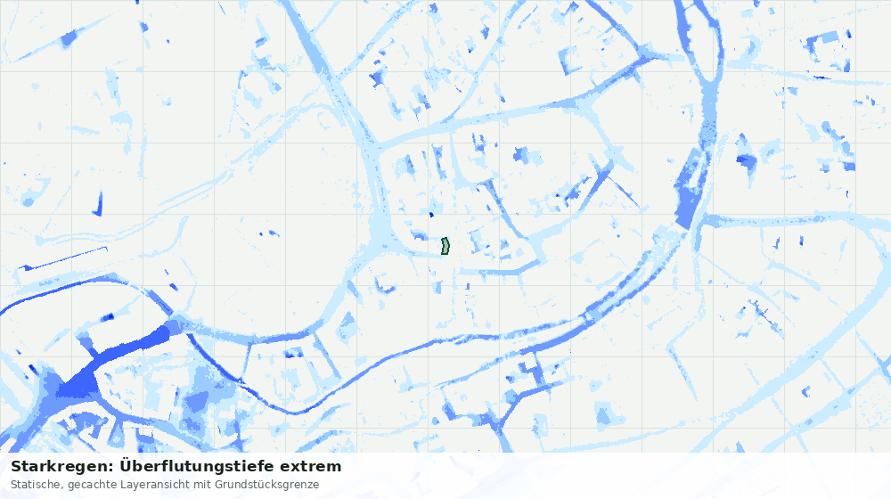 Statische Kartenansicht: Starkregen: Überflutungstiefe extrem