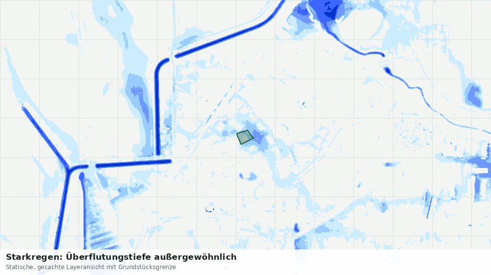 Statische Kartenansicht: Starkregen: Überflutungstiefe außergewöhnlich