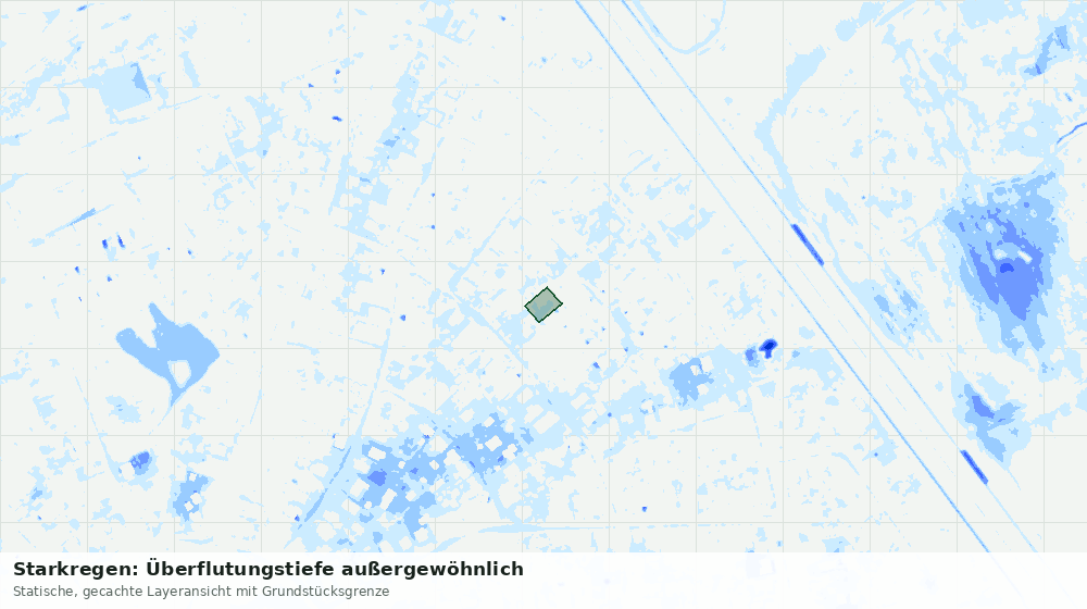 Statische Kartenansicht: Starkregen: Überflutungstiefe außergewöhnlich