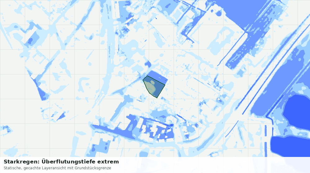Statische Kartenansicht: Starkregen: Überflutungstiefe extrem