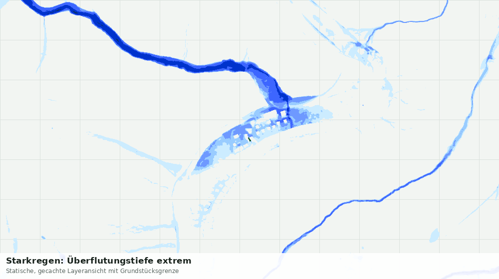 Statische Kartenansicht: Starkregen: Überflutungstiefe extrem