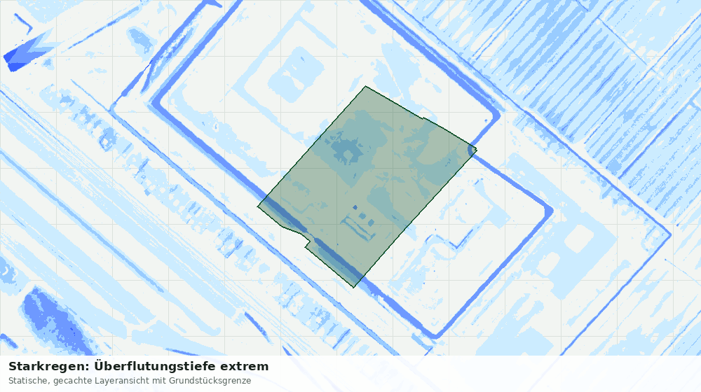 Statische Kartenansicht: Starkregen: Überflutungstiefe extrem