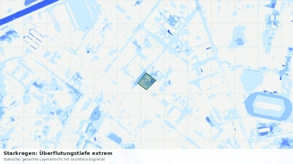 Statische Kartenansicht: Starkregen: Überflutungstiefe extrem