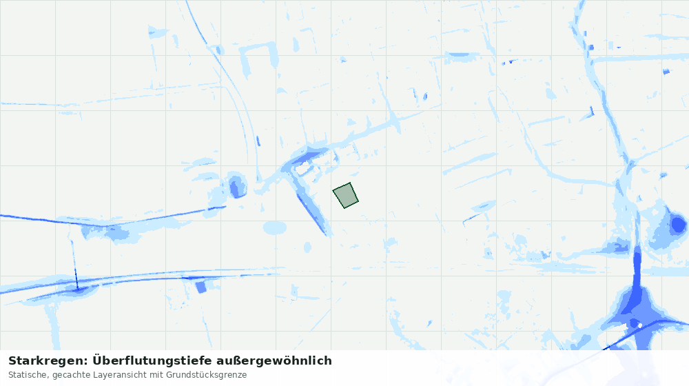 Statische Kartenansicht: Starkregen: Überflutungstiefe außergewöhnlich