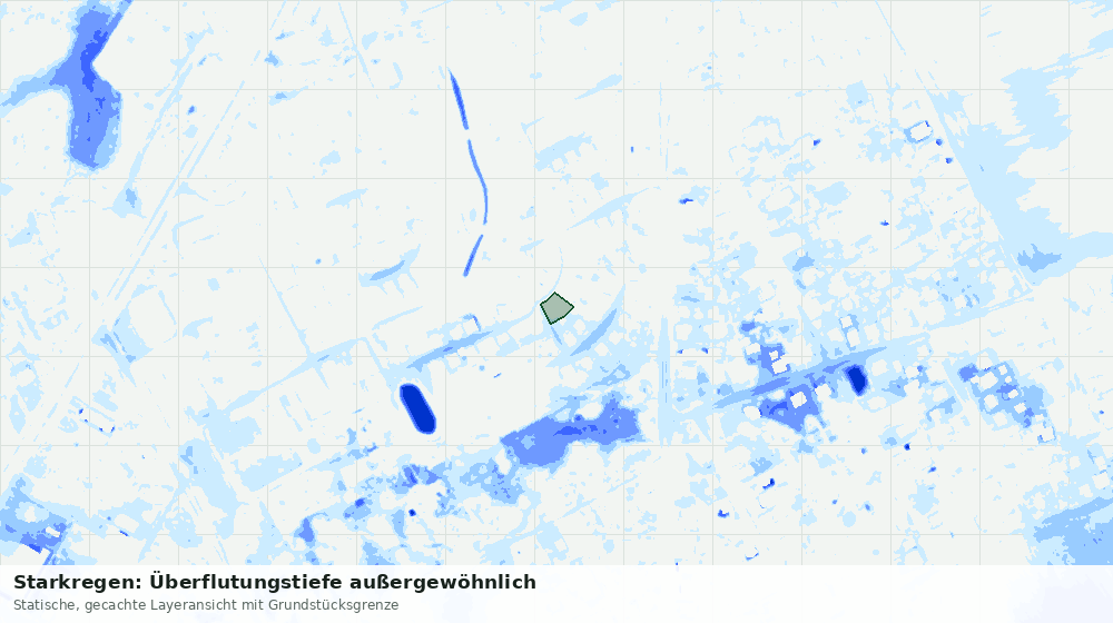 Statische Kartenansicht: Starkregen: Überflutungstiefe außergewöhnlich