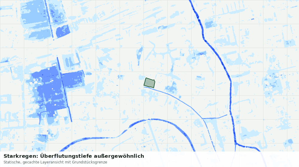 Statische Kartenansicht: Starkregen: Überflutungstiefe außergewöhnlich