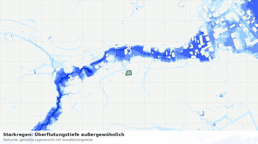 Statische Kartenansicht: Starkregen: Überflutungstiefe außergewöhnlich