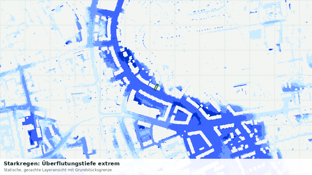 Statische Kartenansicht: Starkregen: Überflutungstiefe extrem