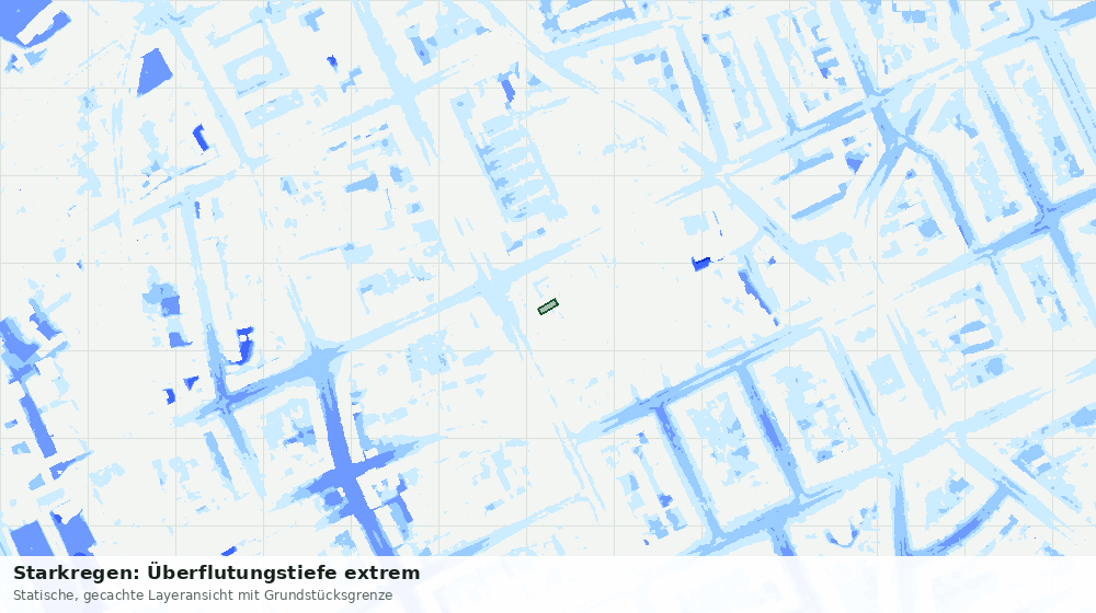 Statische Kartenansicht: Starkregen: Überflutungstiefe extrem