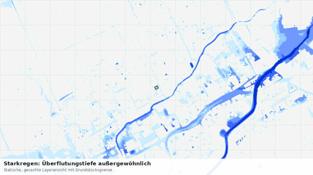Statische Kartenansicht: Starkregen: Überflutungstiefe außergewöhnlich