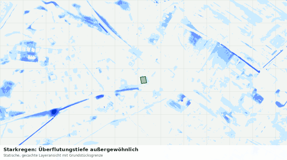 Statische Kartenansicht: Starkregen: Überflutungstiefe außergewöhnlich