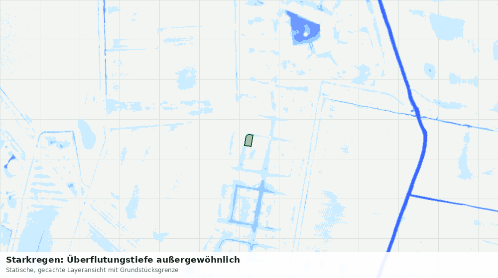 Statische Kartenansicht: Starkregen: Überflutungstiefe außergewöhnlich
