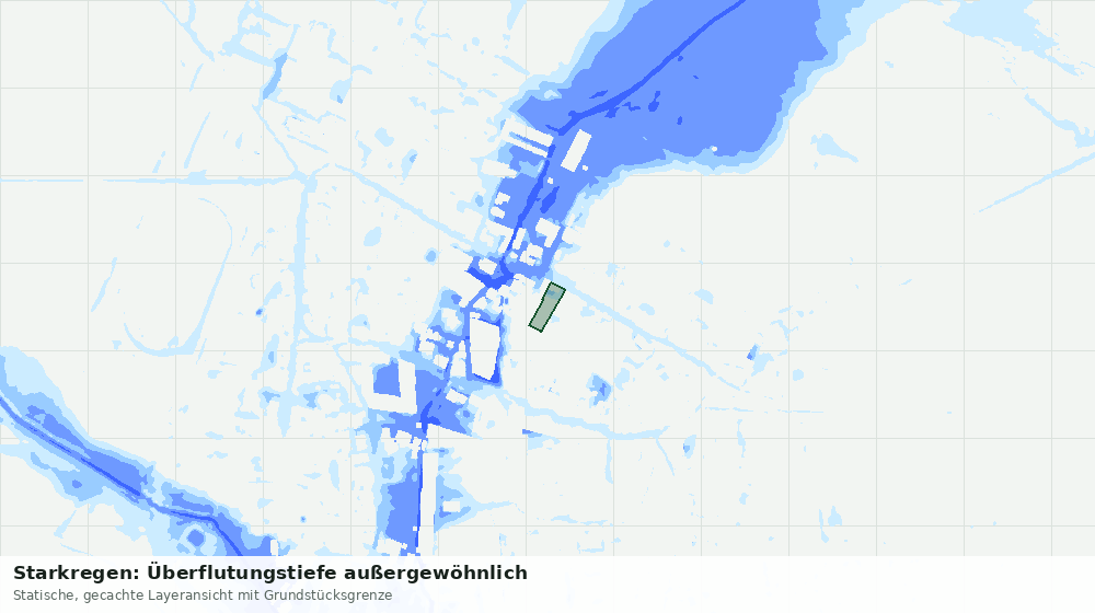 Statische Kartenansicht: Starkregen: Überflutungstiefe außergewöhnlich