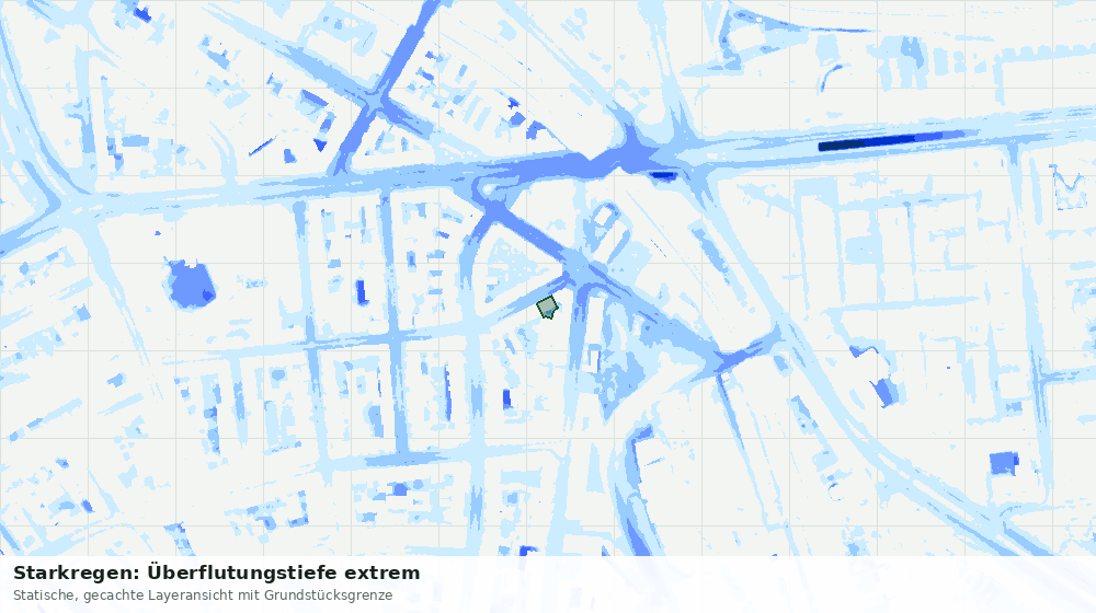 Statische Kartenansicht: Starkregen: Überflutungstiefe extrem