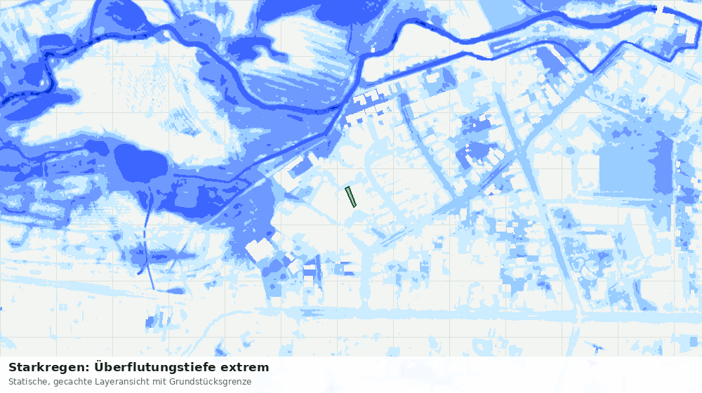 Statische Kartenansicht: Starkregen: Überflutungstiefe extrem
