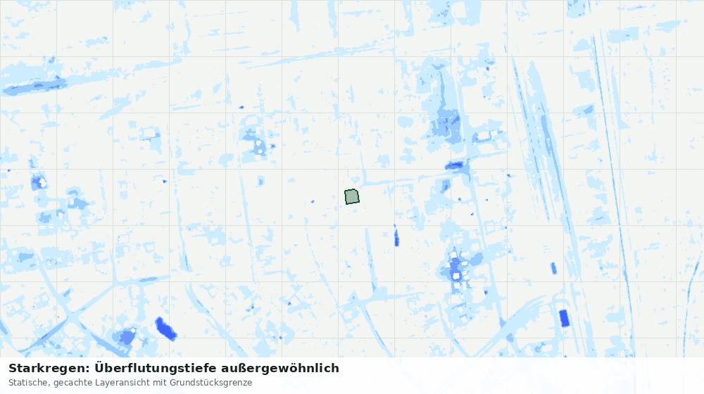 Statische Kartenansicht: Starkregen: Überflutungstiefe außergewöhnlich