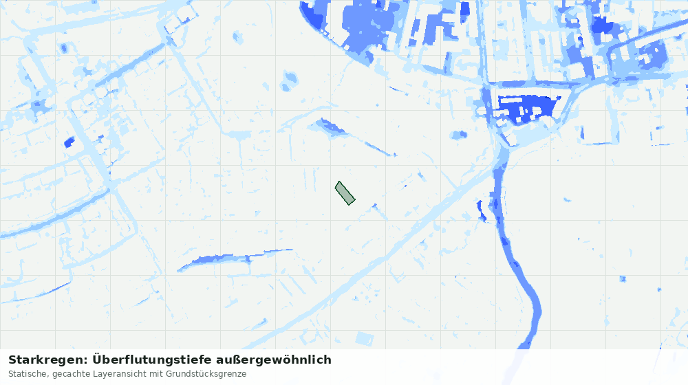 Statische Kartenansicht: Starkregen: Überflutungstiefe außergewöhnlich