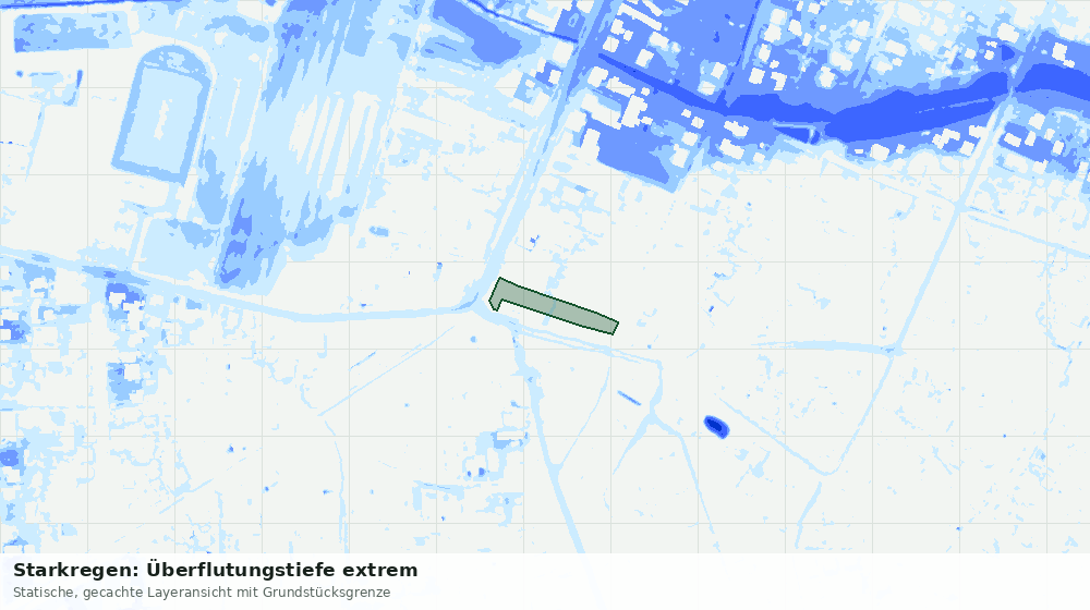 Statische Kartenansicht: Starkregen: Überflutungstiefe extrem