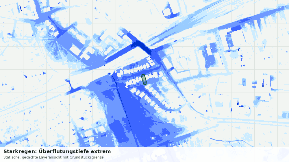 Statische Kartenansicht: Starkregen: Überflutungstiefe extrem